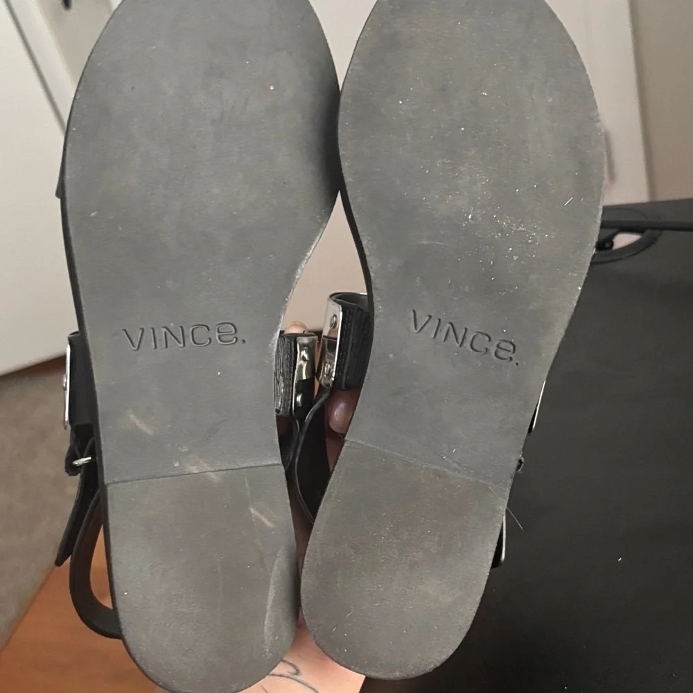 Vince Black and Metallic Silver Ciara Sandals Size 7